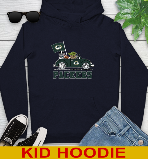 NFL Football Green Bay Packers Darth Vader Baby Yoda Driving Star Wars Shirt Youth Hoodie 4