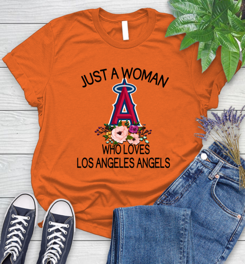 MLB Just A Woman Who Loves Los Angeles Angels Baseball Sports Women's T-Shirt 2