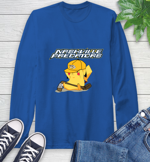 NHL Pikachu Hockey Sports Nashville Predators Long Sleeve T-Shirt 9