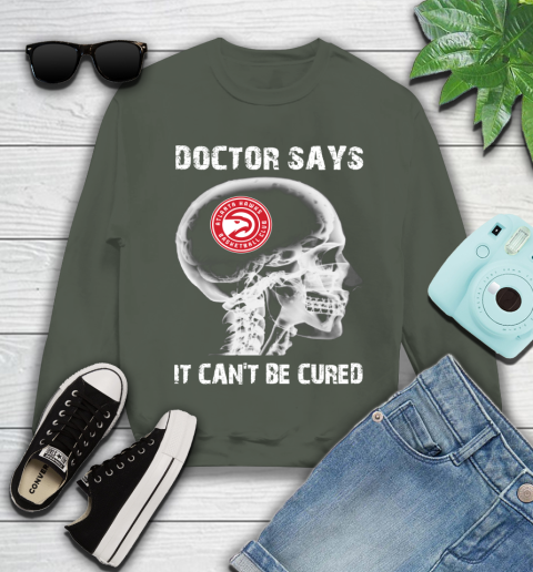 NBA Atlanta Hawks Basketball Skull It Can't Be Cured Shirt Youth Sweatshirt 7