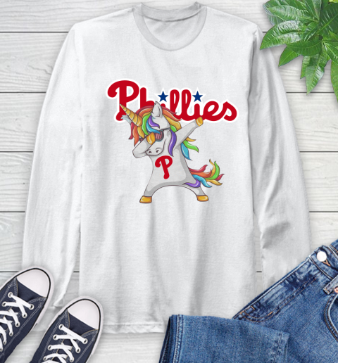 Philadelphia Phillies MLB Baseball Funny Unicorn Dabbing Sports Long Sleeve T-Shirt