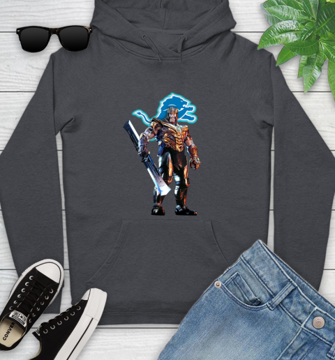 NFL Thanos Gauntlet Avengers Endgame Football Detroit Lions Youth Hoodie 8