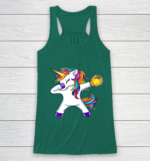 Dabbing Unicorn Softball T Shirt Funny Dab Gift Racerback Tank 6