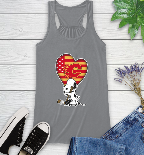 Calgary Flames NHL Hockey The Peanuts Movie Adorable Snoopy Racerback Tank 5