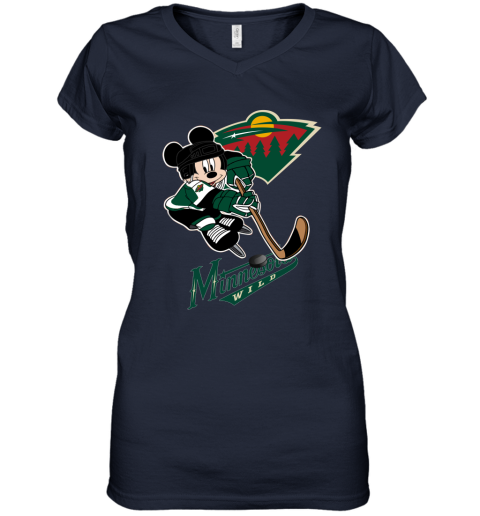 NHL Minnesota Wild Mickey Mouse Disney Hockey T Shirt MA14lEZy3Oz women v neck t shirt 39 95 151514 front navy