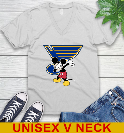 St.Louis Blues NHL Hockey Dabbing Mickey Disney Sports V-Neck T-Shirt