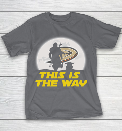 Anaheim Ducks NHL Ice Hockey Star Wars Yoda And Mandalorian This Is The Way Youth T-Shirt 5