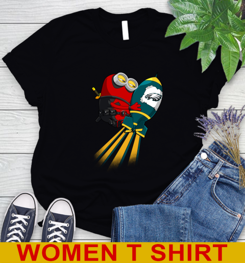 NFL Football Philadelphia Eagles Deadpool Minion Marvel Shirt Women's T-Shirt