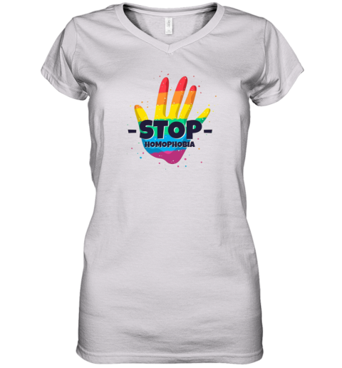 Stop Homophobia Illustration Women's V-Neck T-Shirt