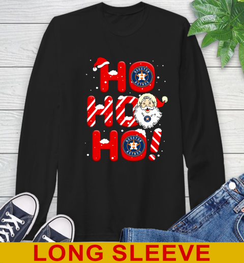 Houston Astros MLB Baseball Ho Ho Ho Santa Claus Merry Christmas Shirt Long Sleeve T-Shirt