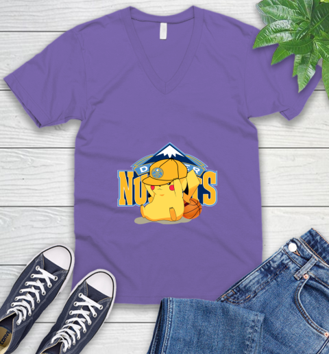 NBA Pikachu Basketball Sports Denver Nuggets V-Neck T-Shirt 9