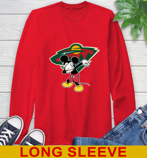 Minnesota Wild NHL Hockey Dabbing Mickey Disney Sports Long Sleeve T-Shirt 10