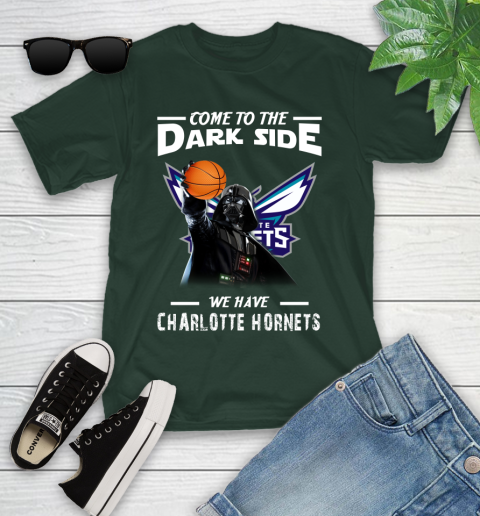 NBA Come To The Dark Side We Have Charlotte Hornets Star Wars Darth Vader Basketball Youth T-Shirt 5