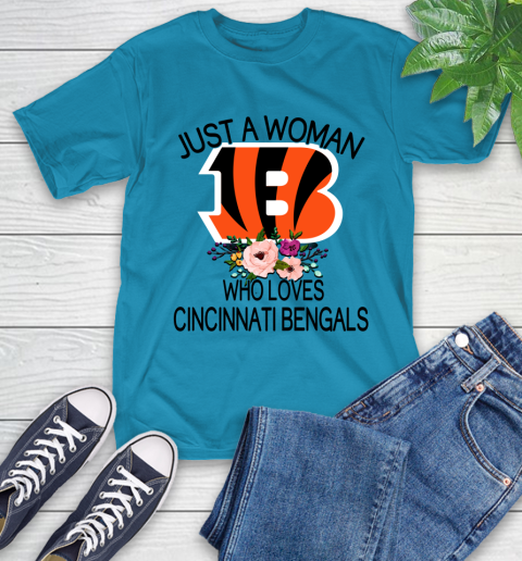 NFL Just A Woman Who Loves Cincinnati Bengals Football Sports T-Shirt 7