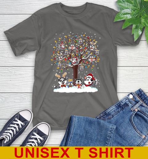 Husky dog pet lover light christmas tree shirt 151