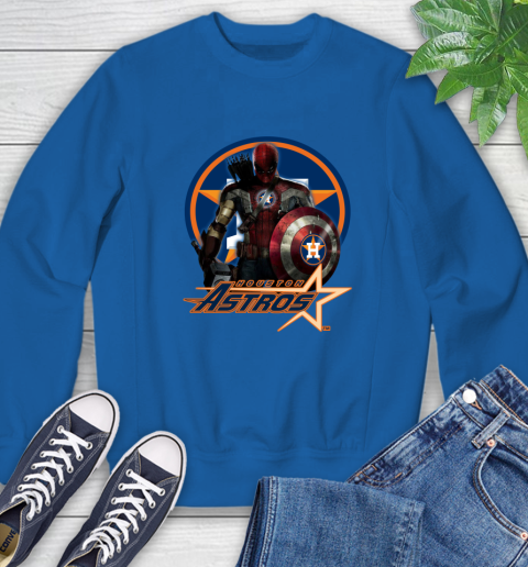 MLB Captain America Thor Spider Man Hawkeye Avengers Endgame Baseball Houston Astros Sweatshirt 8