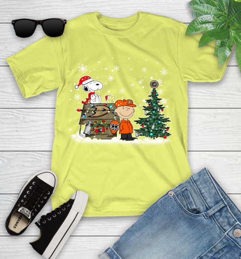 NHL Anaheim Ducks Snoopy Charlie Brown Woodstock Christmas Stanley Cup Hockey Youth T-Shirt 10