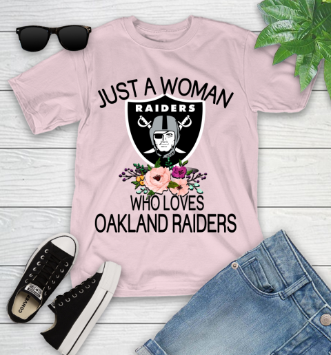 NFL Just A Woman Who Loves Oakland Raiders Football Sports Youth T-Shirt 7