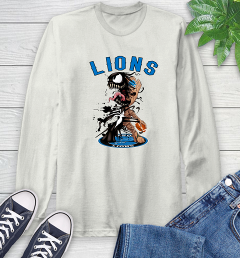 NFL Detroit Lions Football Venom Groot Guardians Of The Galaxy Long Sleeve T-Shirt 12