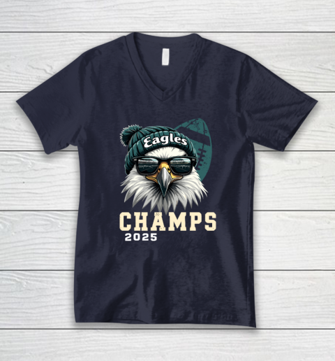 Eagles Sunglasses Championship 2025 Celebrated Eagles V-Neck T-Shirt 2