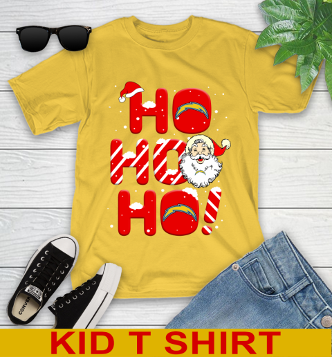 Los Angeles Chargers NFL Football Ho Ho Ho Santa Claus Merry Christmas Shirt Youth T-Shirt 9