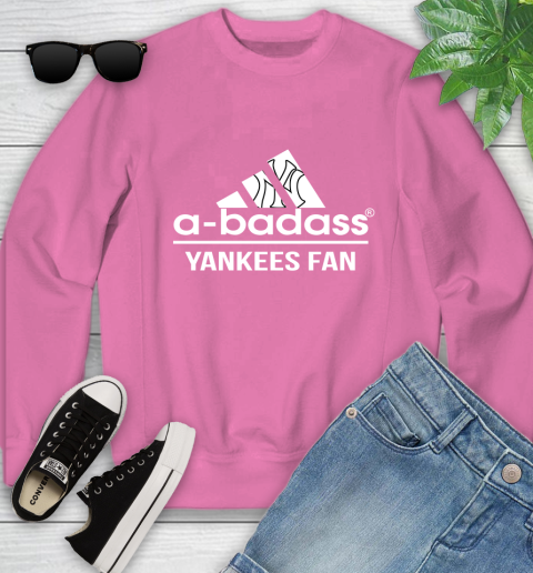 MLB A Badass New York Yankees Fan Adidas Baseball Sports Youth Sweatshirt 6