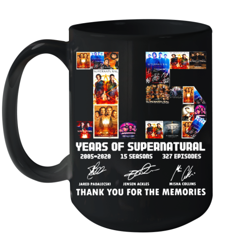 15 Years Of Supernatural Signatures Thank You For The Memories Ceramic Mug 15oz