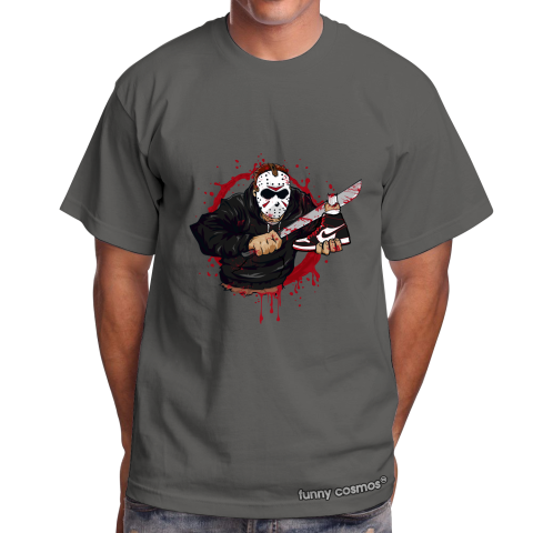 Air Jordan 1 Bloodline Matching Sneaker Tshirt Jason Voorhees Black and White Jordan Tshirt