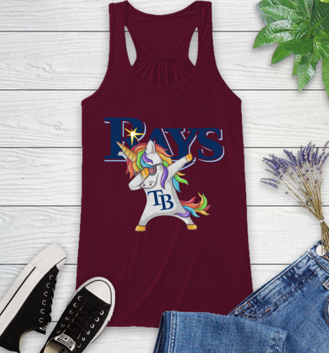 Tampa Bay Rays MLB Baseball Funny Unicorn Dabbing Sports Racerback Tank 3