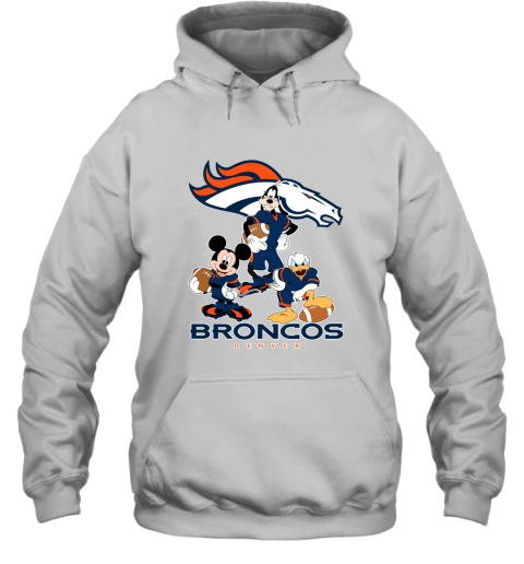 Mickey Donald Goofy The Three Denver Broncos Football Hoodie