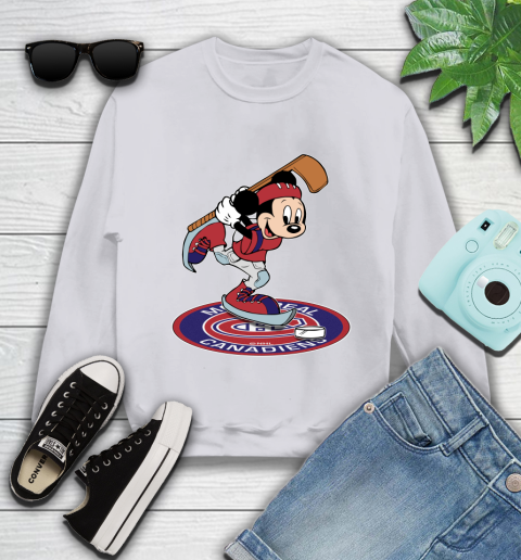 NHL Hockey Montreal Canadiens Cheerful Mickey Disney Shirt Youth Sweatshirt 4