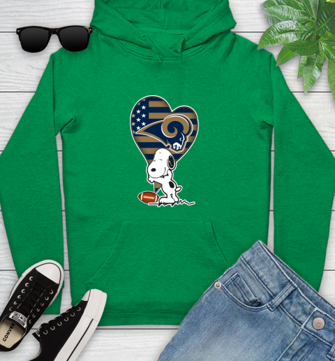 Los Angeles Rams NFL Football The Peanuts Movie Adorable Snoopy Youth Hoodie 7