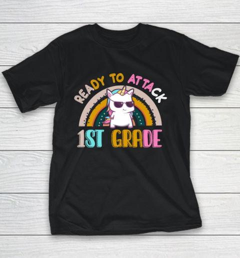 Back to school shirt Ready To Attack 1st grade Unicorn Youth T-Shirt