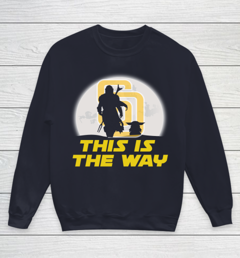 San Diego Padres MLB Baseball Star Wars Yoda And Mandalorian This Is The Way Youth Sweatshirt 2