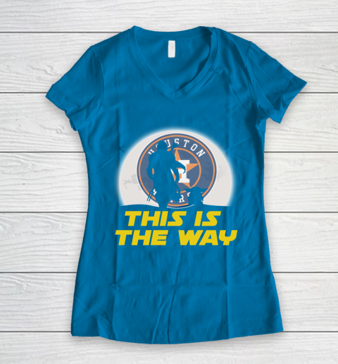 Houston Astros MLB Baseball Star Wars Yoda And Mandalorian This Is The Way Women's V-Neck T-Shirt 5