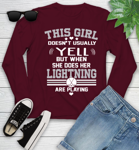 Tampa Bay Lightning NHL Hockey I Yell When My Team Is Playing Youth Long Sleeve 6