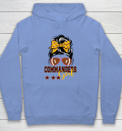 Retro Commanders Girl Messy Bun Sports Fan Team Matching Hoodie 7