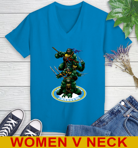 NFL Football Los Angeles Chargers Teenage Mutant Ninja Turtles Shirt Women's V-Neck T-Shirt 8