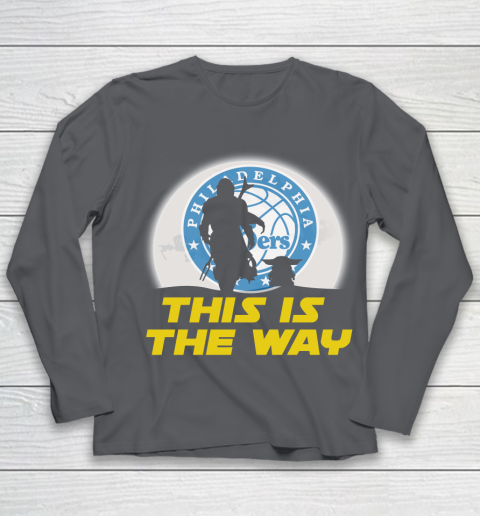 Philadelphia 76ers NBA Basketball Star Wars Yoda And Mandalorian This Is The Way Youth Long Sleeve 6