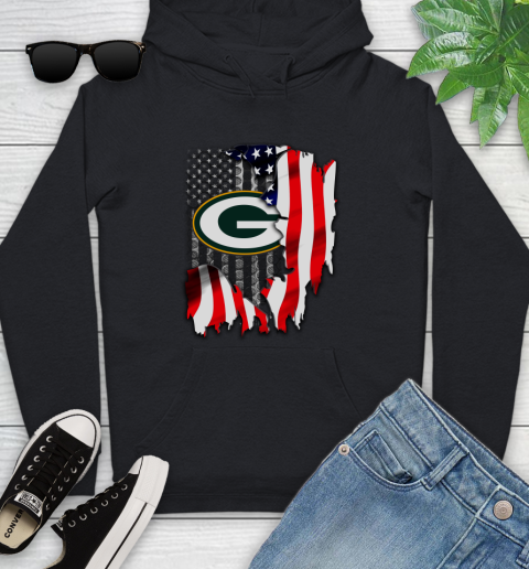 Green Bay Packers NFL Football American Flag Youth Hoodie