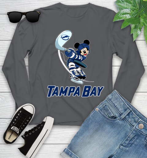 NHL Hockey Tampa Bay Lightning Cheerful Mickey Mouse Shirt Youth Long Sleeve 8