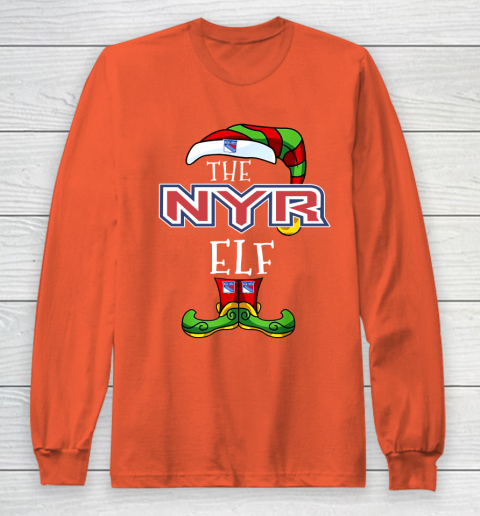 New York Rangers Christmas ELF Funny NHL Long Sleeve T-Shirt 3