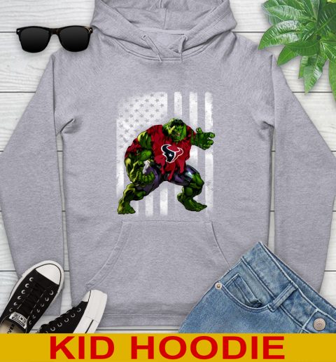 Houston Texans Hulk Marvel Avengers NFL Football American Flag Youth Hoodie 6