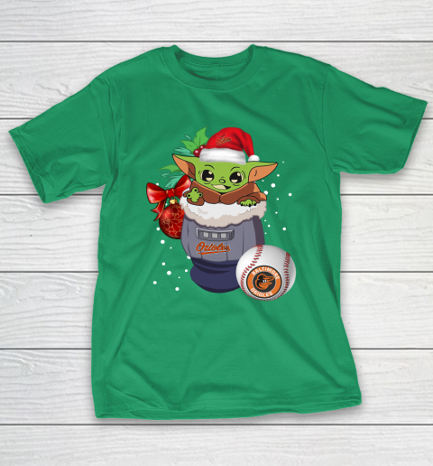 Baltimore Orioles Christmas Baby Yoda Star Wars Funny Happy MLB T-Shirt