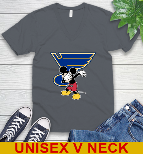 St.Louis Blues NHL Hockey Dabbing Mickey Disney Sports V-Neck T-Shirt 5
