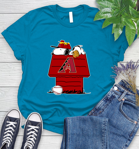 MLB Arizona Diamondbacks Snoopy Woodstock The Peanuts Movie Baseball T Shirt Women's T-Shirt 7