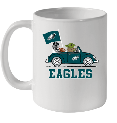 NFL Football Philadelphia Eagles Darth Vader Baby Yoda Driving Star Wars Shirt Ceramic Mug 11oz