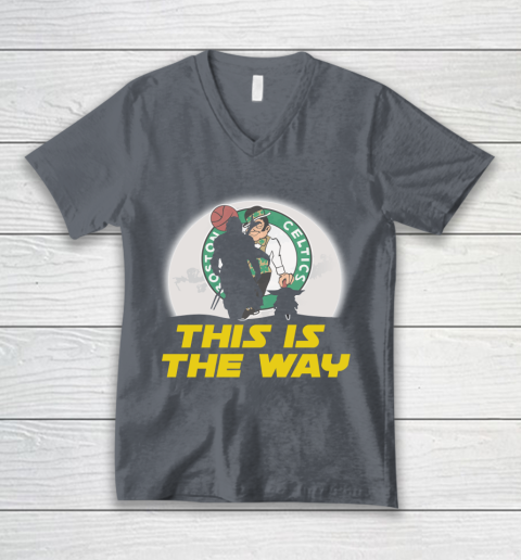Boston Celtics NBA Basketball Star Wars Yoda And Mandalorian This Is The Way V-Neck T-Shirt 4