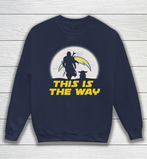 Los Angeles Chargers NFL Football Star Wars Yoda And Mandalorian This Is The Way Sweatshirt 2