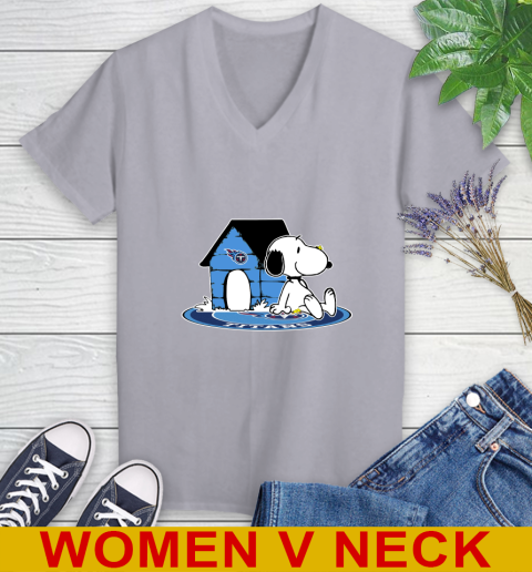 NFL Football Tennessee Titans Snoopy The Peanuts Movie Shirt Women's V-Neck T-Shirt 5